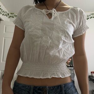 Triangle White Floral Blouse